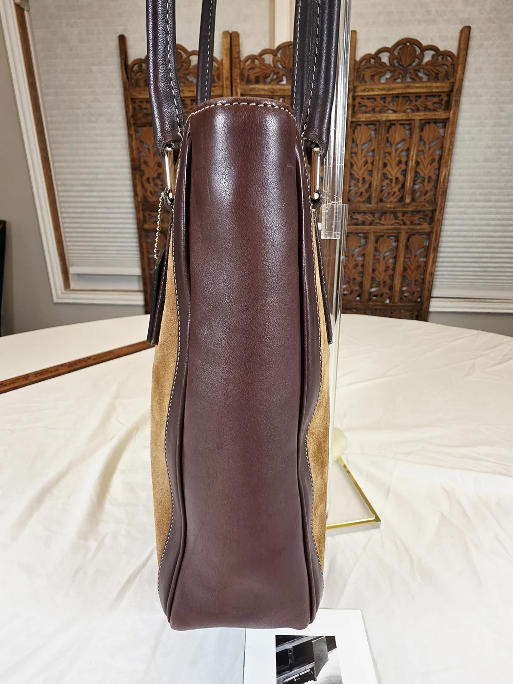 Vintage Coach 9424 Suede Leatgher Tote Brown Camel Y2K Made in Costa Rica